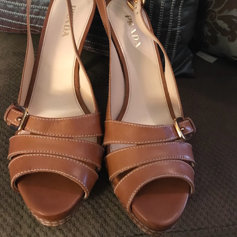 Authentic Prada Calfskin Buckle Slingback Heels